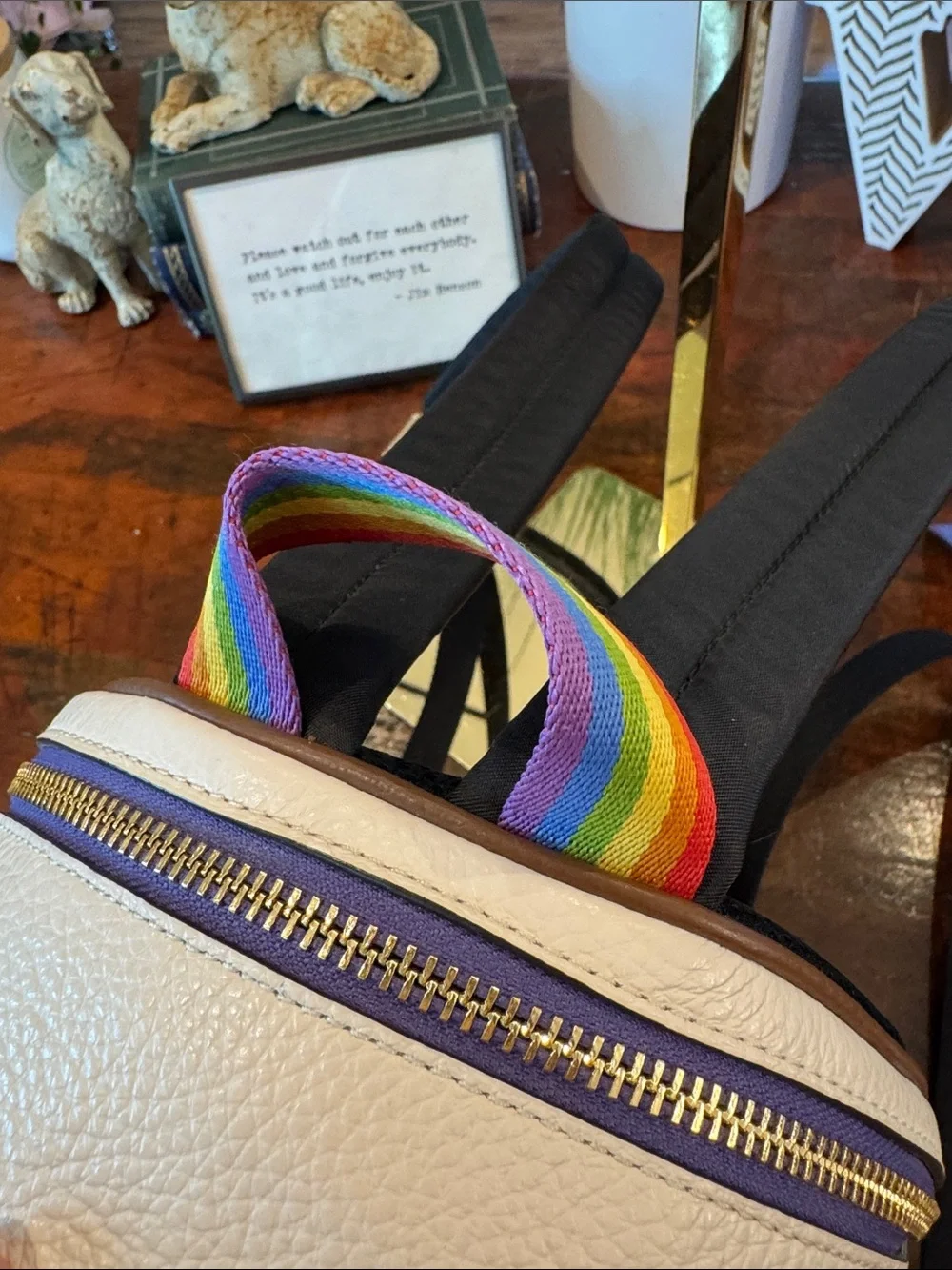 COACH Kids' White Rainbow Logo Mini Backpack